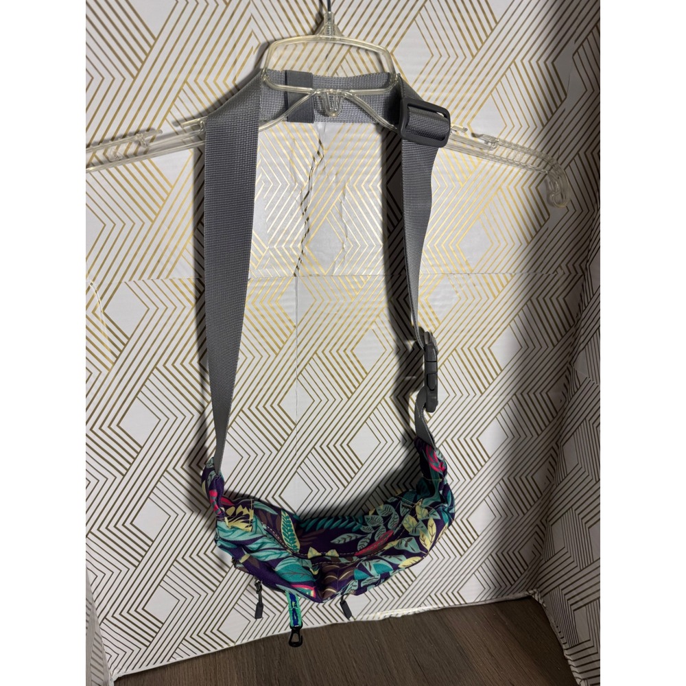 Waterfly Tropical Leaf Print Waist Bag Purple Teal Floral Fanny Pack Adjustable